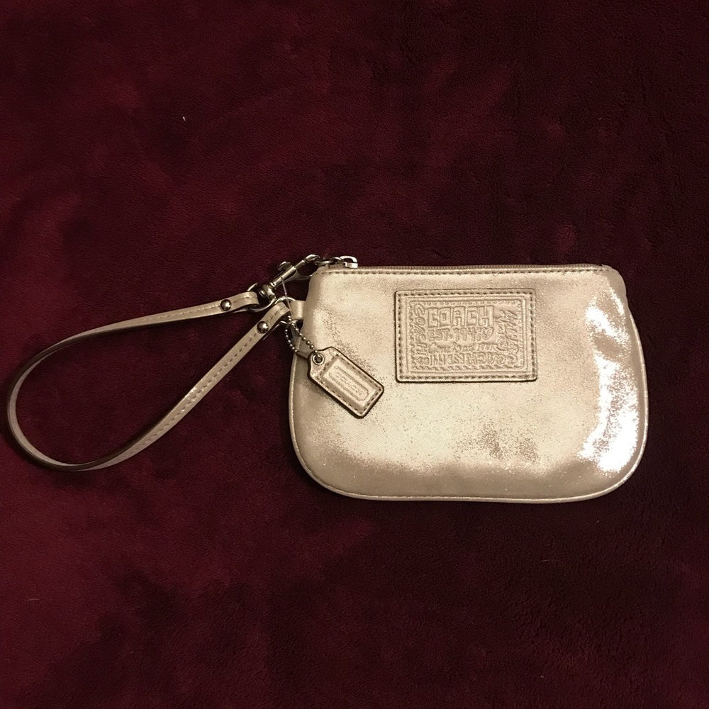 Silver Coach Poppy Wristlet